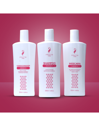 Shampoo e Condicionador de Hibisco, limpeza profunda, indicado para cabelos oleosos, previne os fios brancos