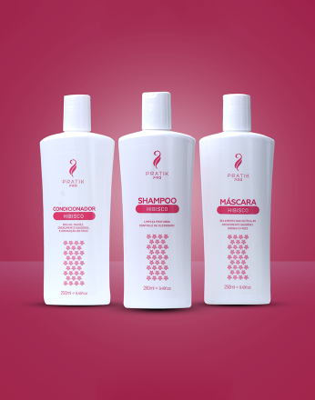 Shampoo e Condicionador de Hibisco, limpeza profunda, indicado para cabelos oleosos, previne os fios brancos