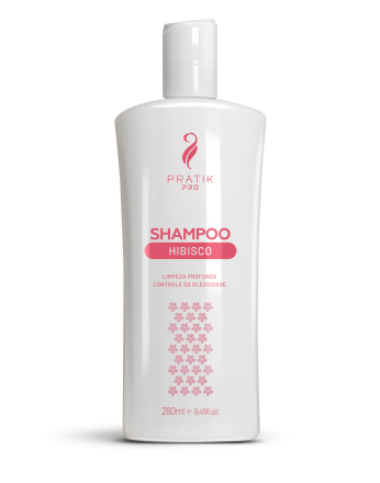 Shampoo Hibisco, limpeza delicada dos fios, anti caspa
