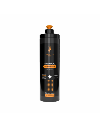Shampoo Regenerador Profissional, para tratar, nutrir cabelos que passaram pelo processo de descoloração e mechas, atua devolvendo massa, lipídios e aminoácidos aos fios. Promovendo a recuperação da fibra capilar, evitando o emborrachamento, metal free, n