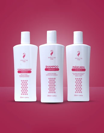 Shampoo e Condicionador de Hibisco, limpeza profunda, indicado para cabelos oleosos, previne os fios brancos